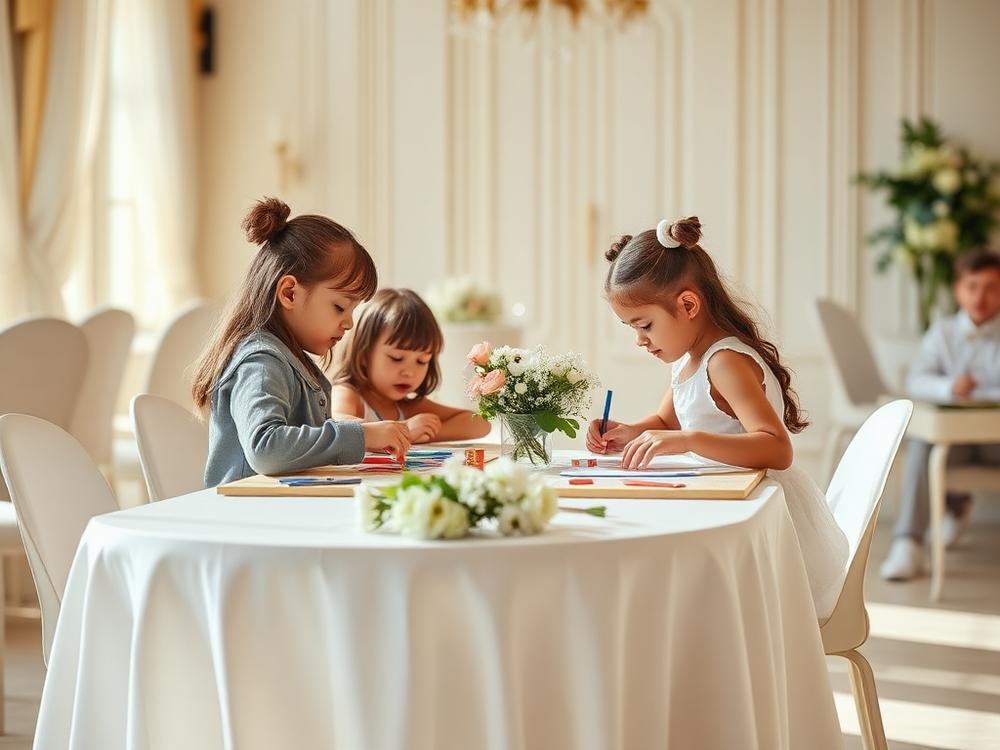Children doing arts and crafts at an elegant table