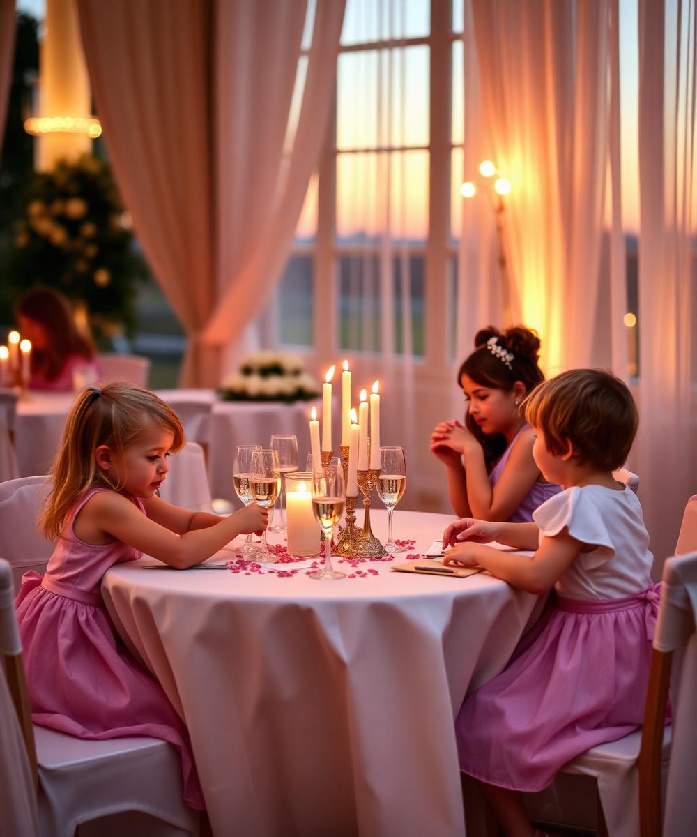 Children at a candle-lit celebration table